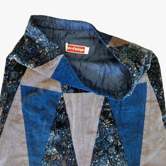 VTG 70s Glen of Michigan Blue Velvet Floral Patchwork Quilted Maxi Skirt Small - Picture 12 of 13